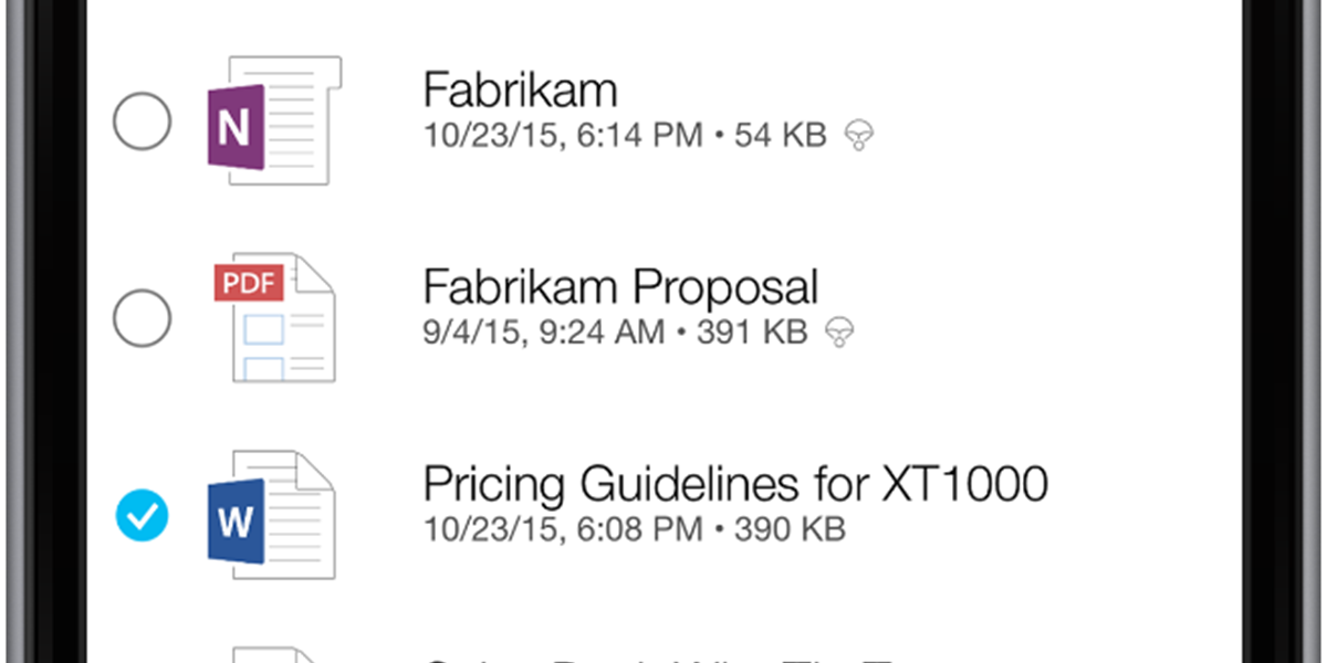 OneDrive for Business Mobile App Screenshot