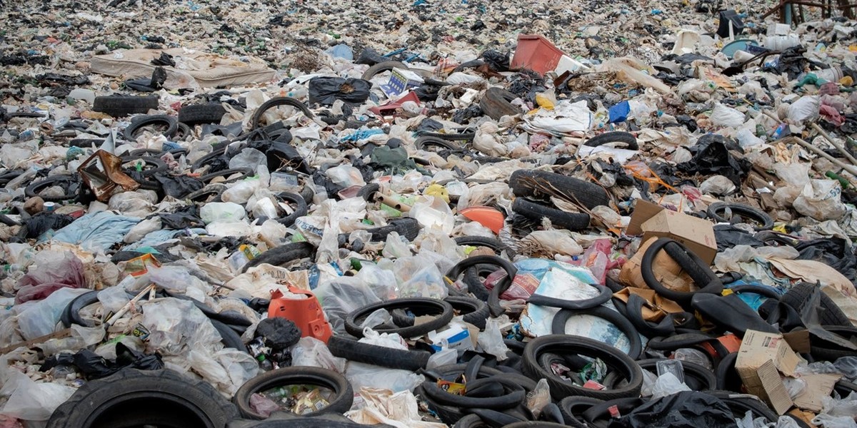 Landfill site full of recycling